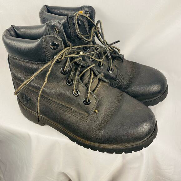 Timberland Boys‎ Black Leather Lace Up Ankle Boots Size 3.5 - Picture 3 of 10